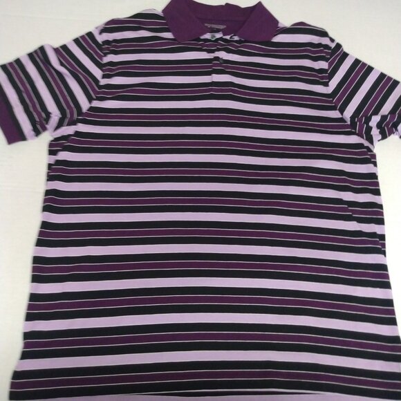 Roundtree & Yorke Button Down Shirt Mens Large Purple and black Short Sleeve - Picture 1 of 5